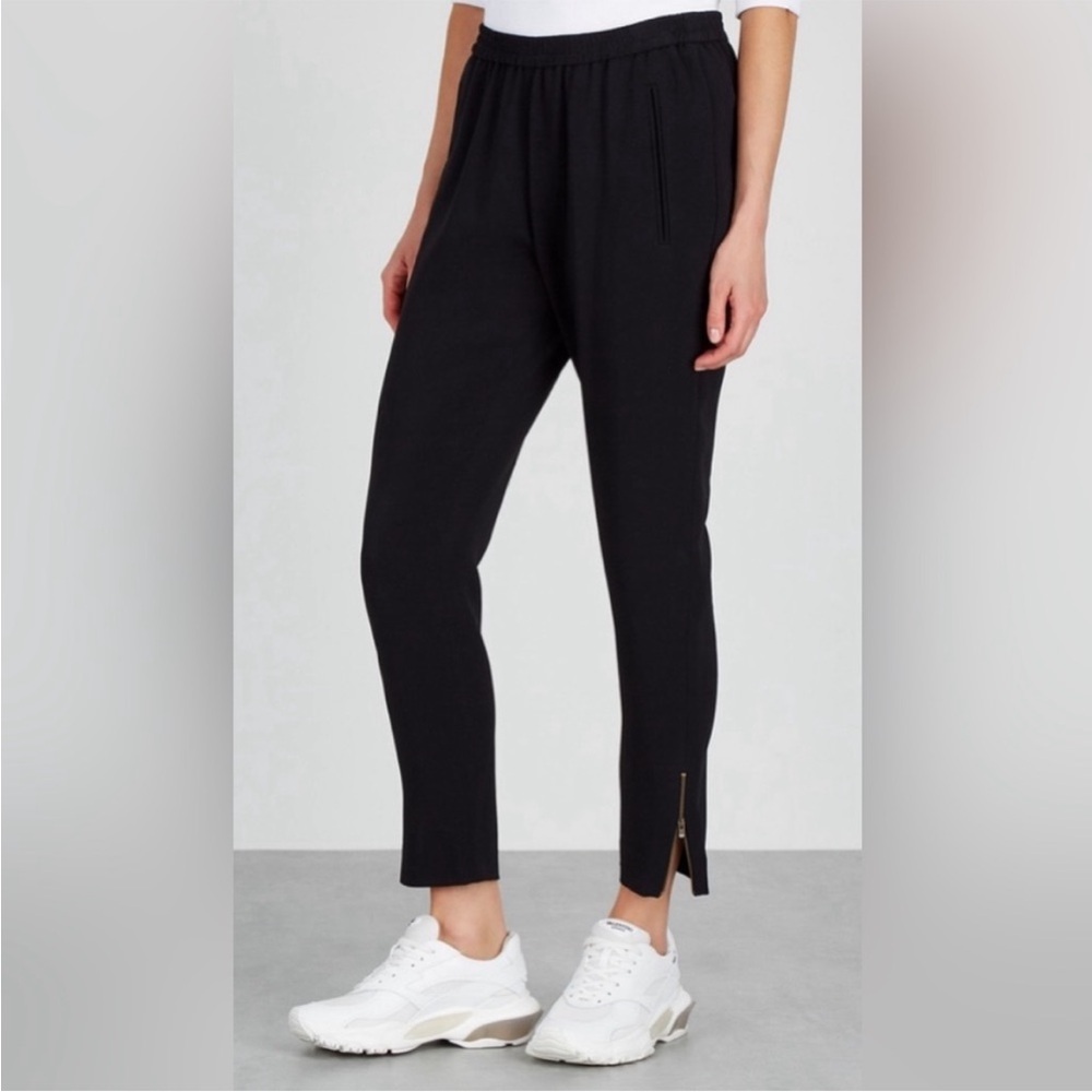 Stella McCartney Black Tamara Trousers Sz 38 or size 2 elastic waist‎ zip ankle